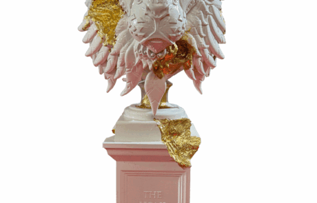 The Lions Attitude - Skulptur - Golden Core - White Edition - Theodoros Nikolaidis