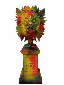 The Lions Attitude - Skulptur - Golden Neon - Theodoros Nikolaidis